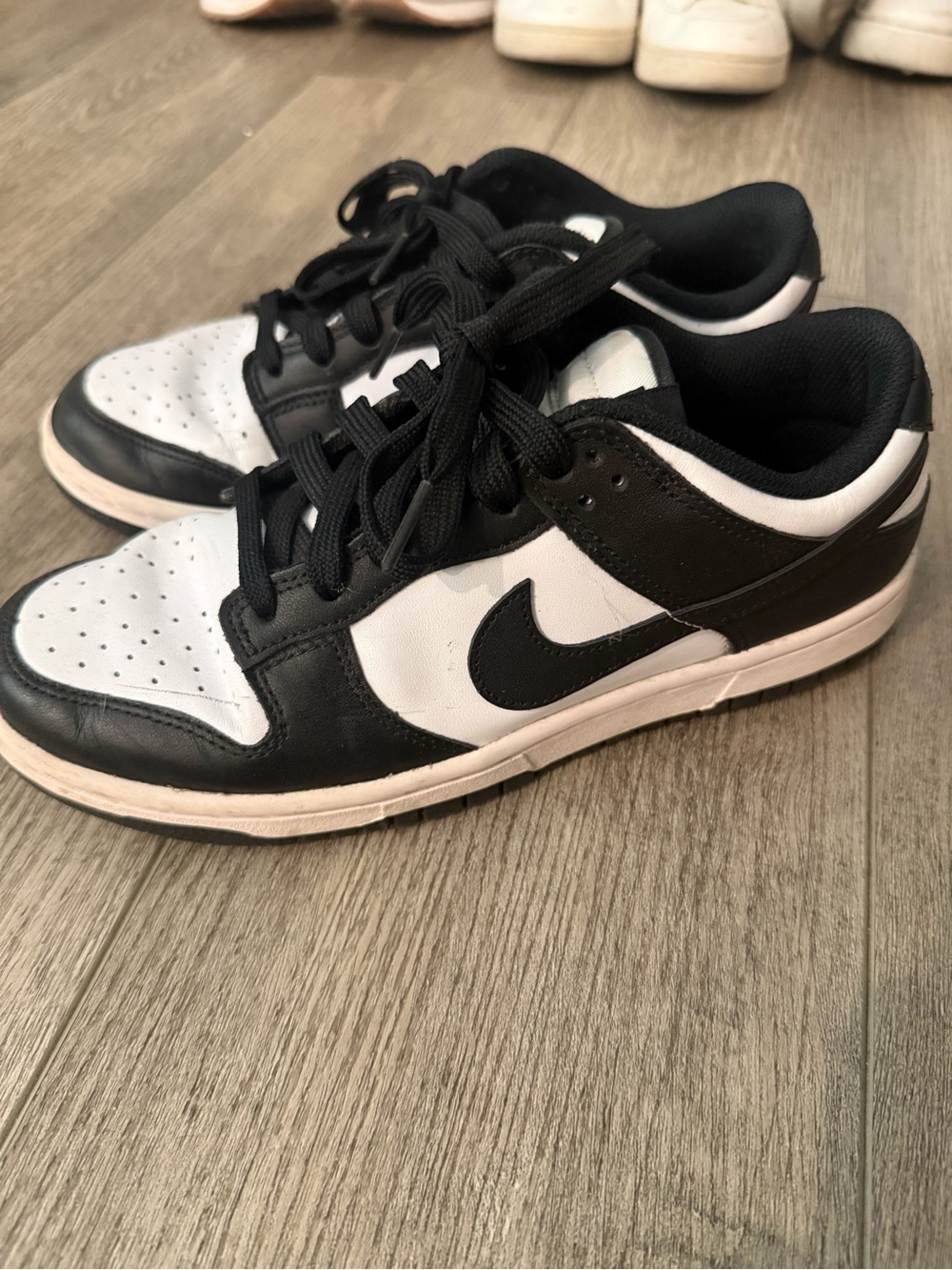 Nike panda dunk low wmns sz 8 Black and White Low-Top Sneakers with Swoosh
